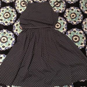 Blue & white polka dot dress low back